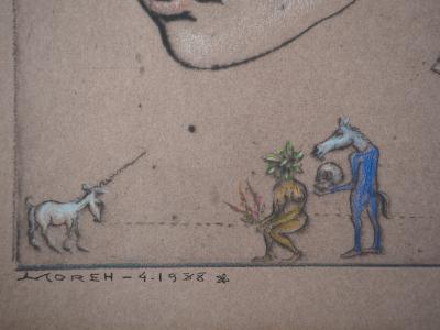Mordecai MOREH : Femme fleur - Dessin original Signé 2