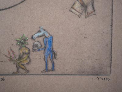 Mordecai MOREH : Femme fleur - Dessin original Signé 2