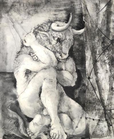 Pierre-Yves TREMOIS - Minotaure - Monotype signé daté et dédicacé par Montherlant 2