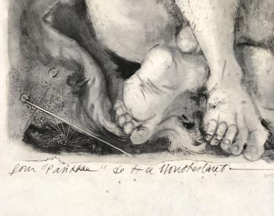 Pierre-Yves TREMOIS - Minotaure - Monotype signé daté et dédicacé par Montherlant 2