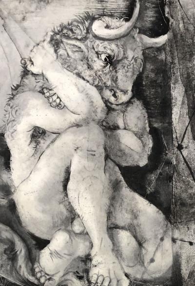 Pierre-Yves TREMOIS - Minotaure - Monotype signé daté et dédicacé par Montherlant 2
