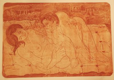 Hans Erni - La maternité rose - Lithographie 2