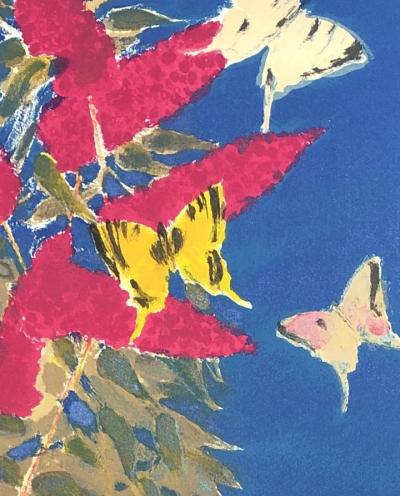Bernard CATHELIN - Fleurs et papillons, 1988 - Lithographie originale signée et numérotée 2