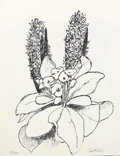 Bernard CATHELIN - Composition florale, 1988 - Lithographie originale signée et numérotée 2