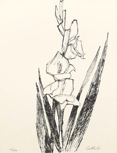 Bernard CATHELIN - Fleurs - Lithographie originale signée au crayon 2