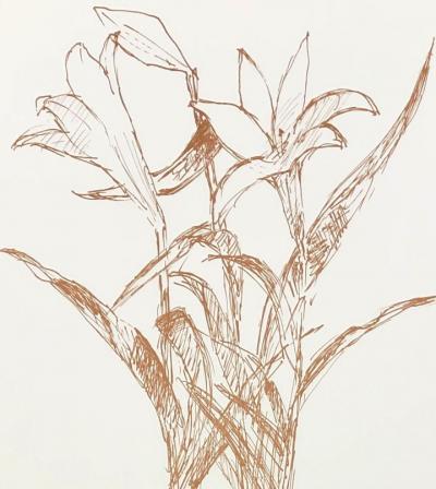 Bernard CATHELIN - Petit lis orange, 1988 - Lithographie originale signée au crayon 2