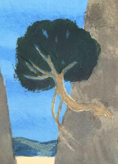 Bernard CATHELIN - Paysage au laurier - Lithographie originale signée et numérotée 2