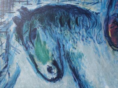 Marc CHAGALL (d’après) - Couple d’amoureux sur les toits de Paris - Lithographie 2