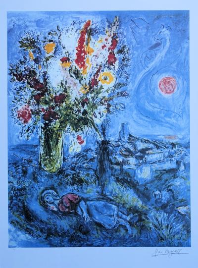 Marc CHAGALL : La dormeuse aux fleurs - LITHOGRAPHIE numérotée et signée 500ex 2