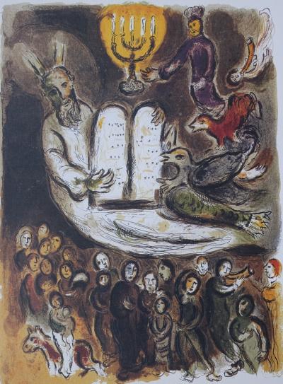 Marc CHAGALL (d’après) : Moïse et les tables de la loi - Lithographie numérotée et signée 2