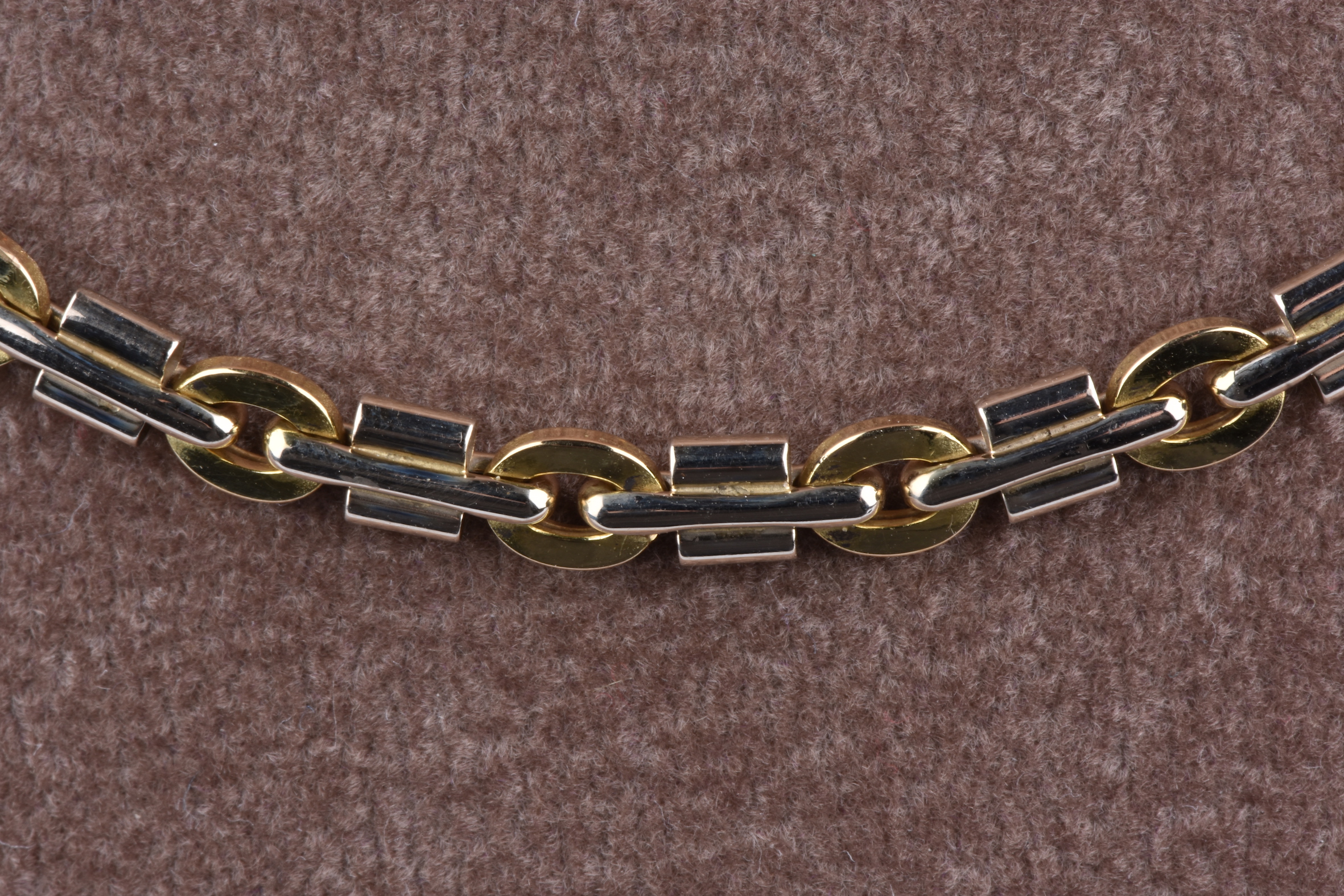 Collier Unisexe En Or 18 Carats - Chaîne Tricotée Or Jaune Et Blanc, Longueur 50 Cm