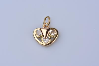 Heart pendant in 18 ct yellow gold (750/1000) decorated with 3 oxides 2