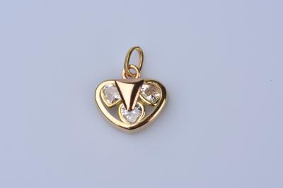 Pendentif Coeur en Or jaune 18 ct (750/1000) 3 Oxydes 2