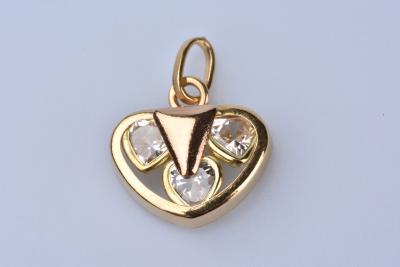 Heart pendant in 18 ct yellow gold (750/1000) decorated with 3 oxides 2