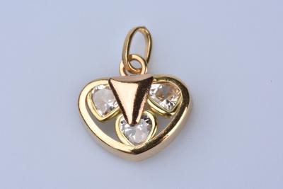 Pendentif Coeur en Or jaune 18 ct (750/1000) 3 Oxydes 2