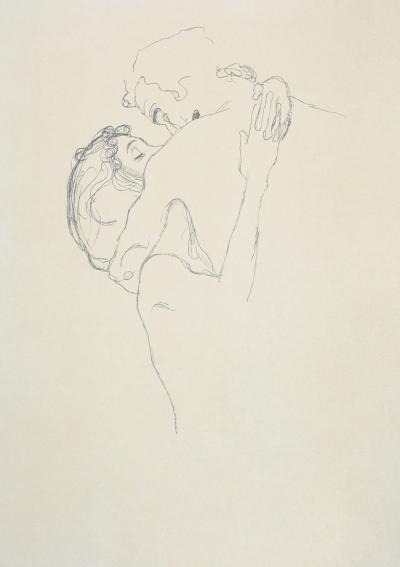 GUSTAV KLIMT - LOVERS (1908) - LITHOGRAPHIE signée & numérotée 2