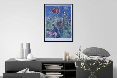 Marc CHAGALL  : La route du village - Lithographie numérotée et signée, édition limitée 2