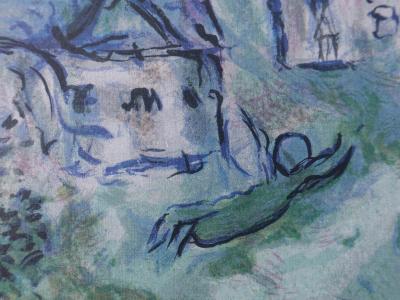 Marc CHAGALL  : La route du village - Lithographie numérotée et signée, édition limitée 2