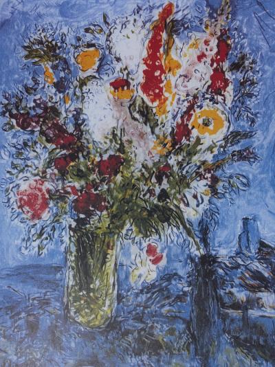 Marc CHAGALL : La dormeuse aux fleurs, Lithographie numérotée et signée, 1989 2