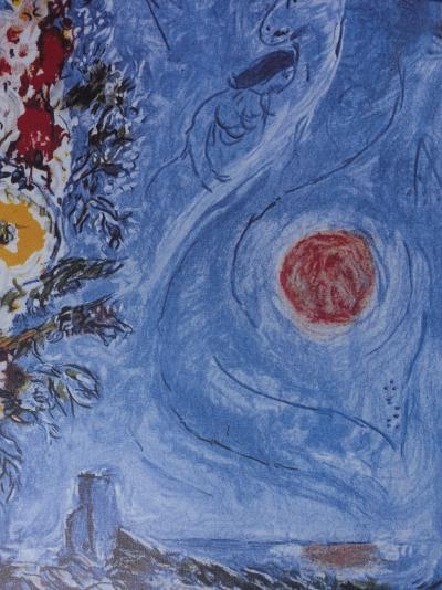 Marc CHAGALL : La dormeuse aux fleurs, Lithographie numérotée et signée, 1989 2
