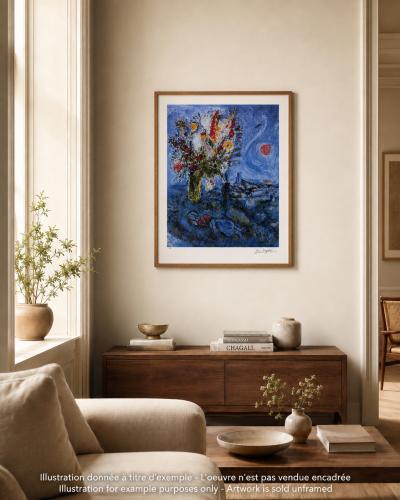 Marc CHAGALL : La dormeuse aux fleurs, Lithographie numérotée et signée, 1989 2