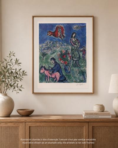 Marc CHAGALL  : La route du village - Lithographie numérotée et signée, édition limitée 2