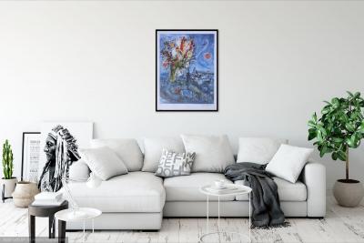 Marc CHAGALL (d’après) : La dormeuse aux fleurs, Lithographie numérotée et signée, édition limitée 2