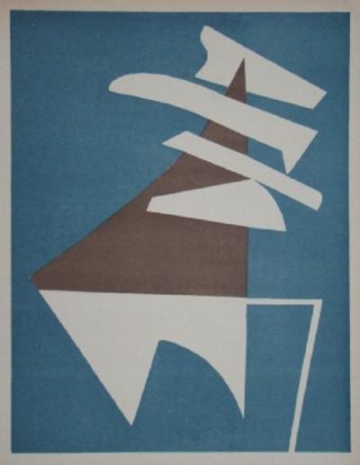 Alberto MAGNELLI - Composition sur fond bleu, 1952 - Lithographie originale 2