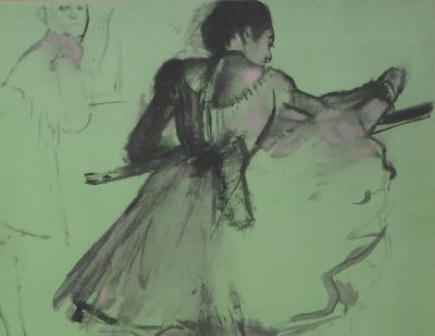 Edgar DEGAS (d’après) : Deux danseuses à la barre d’exercice - Lithographie signée 2