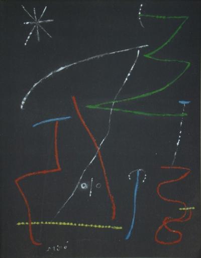 Joan MIRO (d'après) - Oiseau dans la nuit, 1958 - Pochoir signé 2