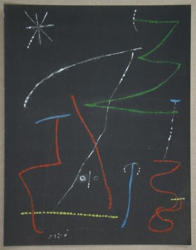 Joan MIRO (d’après) - Oiseau dans la nuit, 1958 - Lithographie au pochoir 2