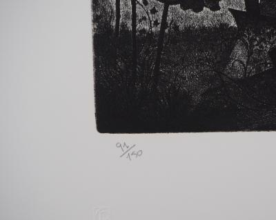 Jean-Marie ESTEBE : La vielle pompe - Gravure originale signée 2