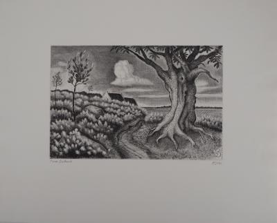 Pierre DUBREUIL : Chemin de campagne - Gravure originale signée 2