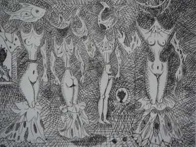 Lucien COUTAUD : Figures surréalistes - Gravure originale signée 2