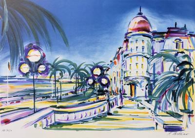Pierre BELLIER : NICE Le Negresco - Lithographie originale signée au crayon 2