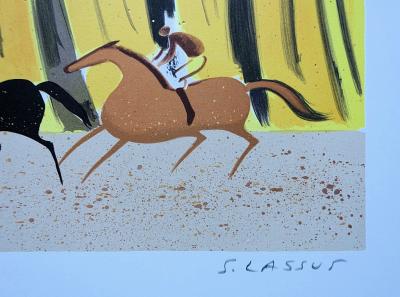 Serge LASSUS : Balade à cheval en automne - Lithographie originale signée au crayon 2