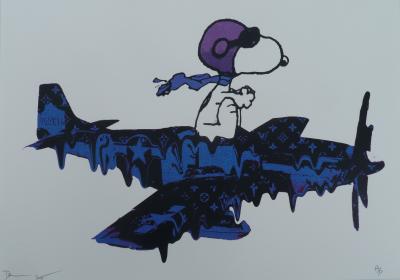 Death NYC - Snoopy Louis Vuitton Blue Airplane - Sérigraphie