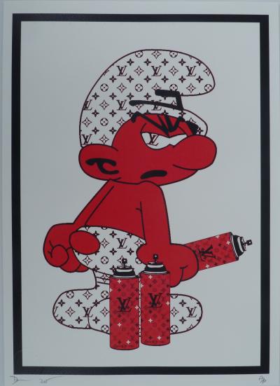 Death NYC -  Red Louis Vuitton Smurf - Sérigraphie originale signée - 2