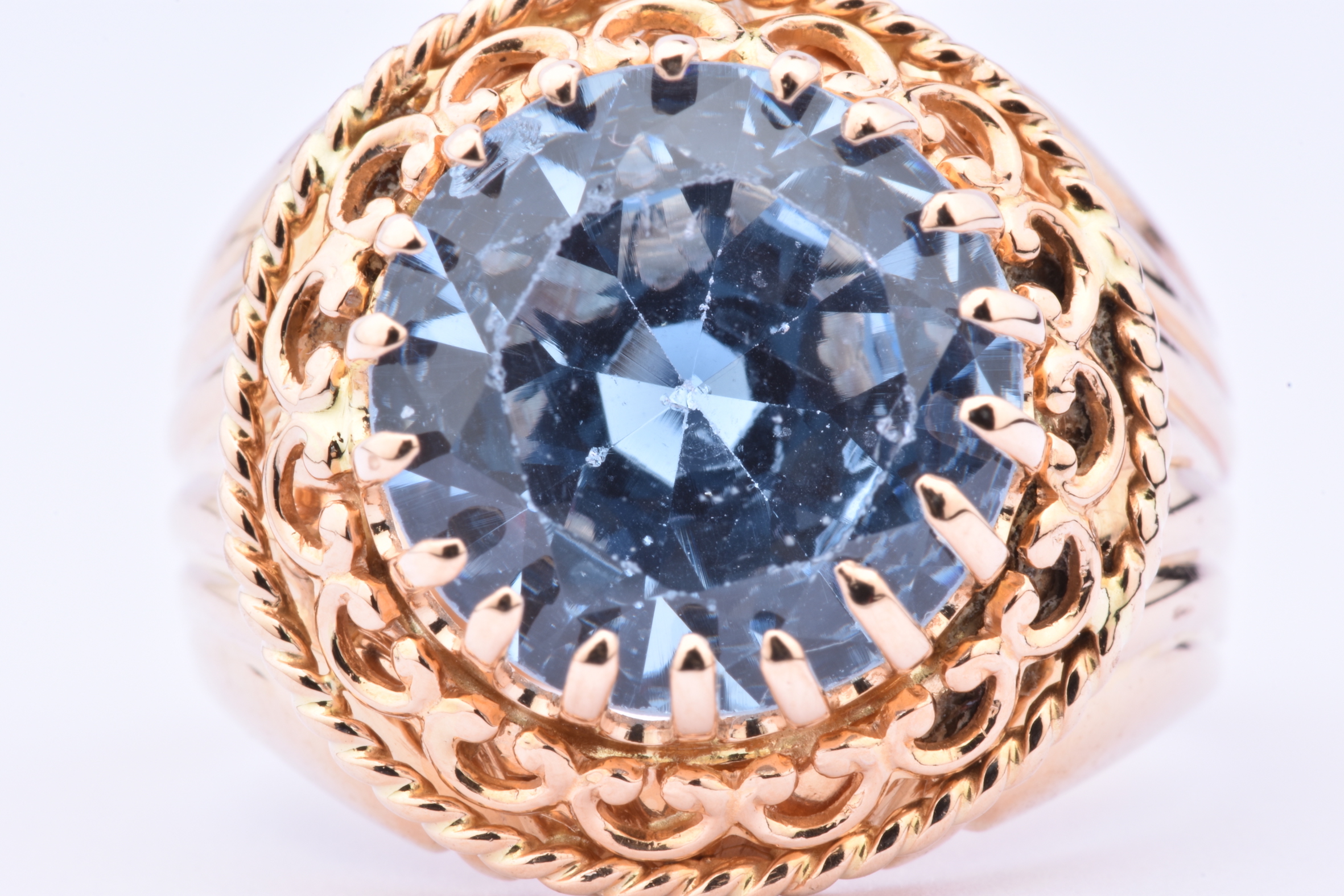Bague Or Jaune 18 Ct Avec Aigue-Marine Taille 50,5 - Réf MP2294 - Occasion