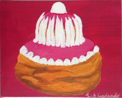 Annick B. CUADRADO - Religieuse rose, 2000, Acrylique sur toile signée 2