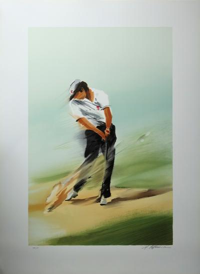 Maurice FILLONNEAU : Le Golfeur,  Lithographie originale signée, 250 ex 2