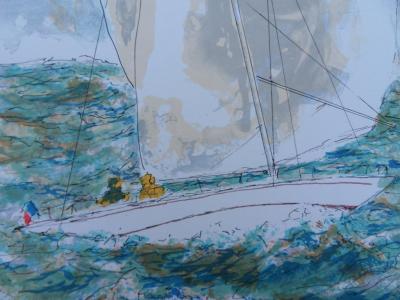 Urbain HUCHET : The sailboat - Original signed lithograph, limited edition 2
