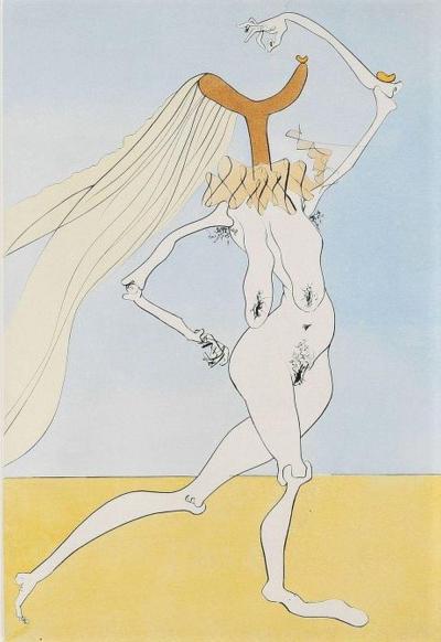 Salvador DALI - Quevedo visonnaire - Pointe sèche signée 2