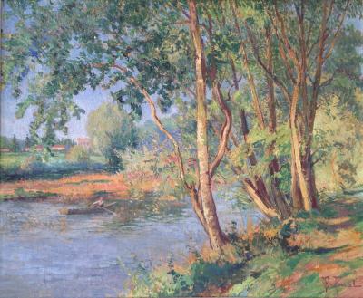 Fernand PINAL - Scène animée sur la Marne, Huile sur toile 2