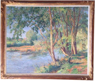 Fernand PINAL - Scène animée sur la Marne, Huile sur toile 2