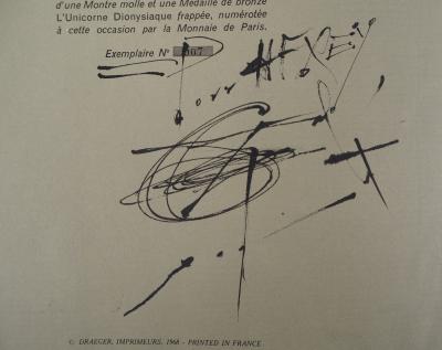 Salvador DALI - Double dédicace avec dessin, Collage, Signé 2