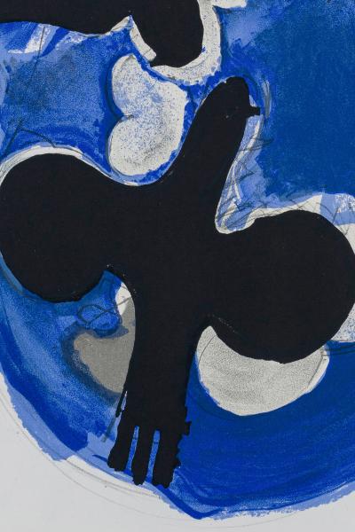 Georges BRAQUE (d’après) - Oiseaux noirs sur bleu - Lithographie 2