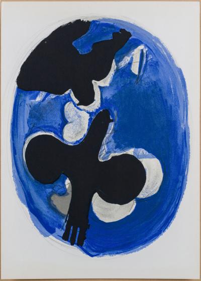 Georges BRAQUE (d’après) - Oiseaux noirs sur bleu - Lithographie 2