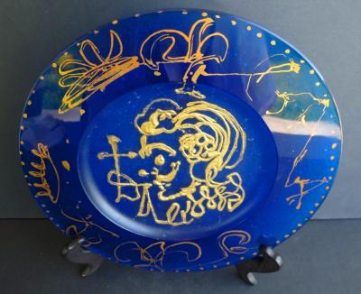 Salvador Dali-Sculpture-Assiette-Daum-Pâte de Verre-Finition Or-Signée-Numérotée 2