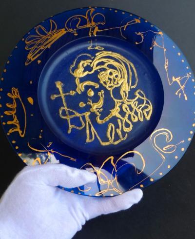 Salvador Dali-Sculpture-Assiette-Daum-Pâte de Verre-Finition Or-Signée-Numérotée 2